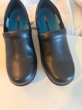 Airwalk Black Work Clogs with Blue Insoles
